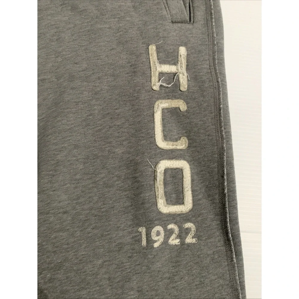 Y2K Hollister Sweat Pants Mens Small Distressed Grey Relax Wide Leg Drawstring